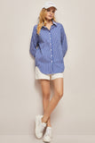 Camicia blu oversize donna popeline