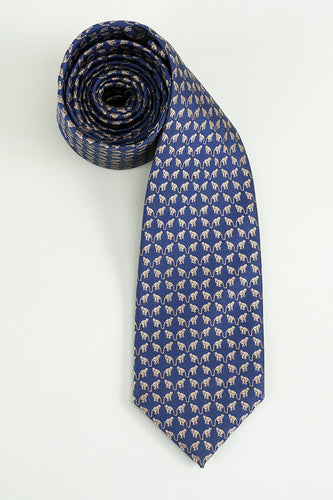 Cravatta formale in raso jacquard stampato navy
