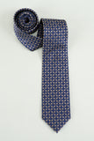 Cravatta formale in raso jacquard stampato navy