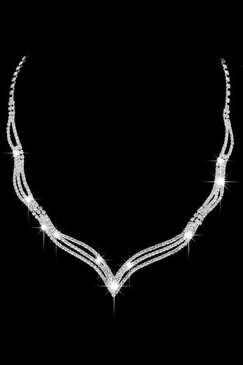 Collana di cristallo d'argento Orecchini Set di gioielli