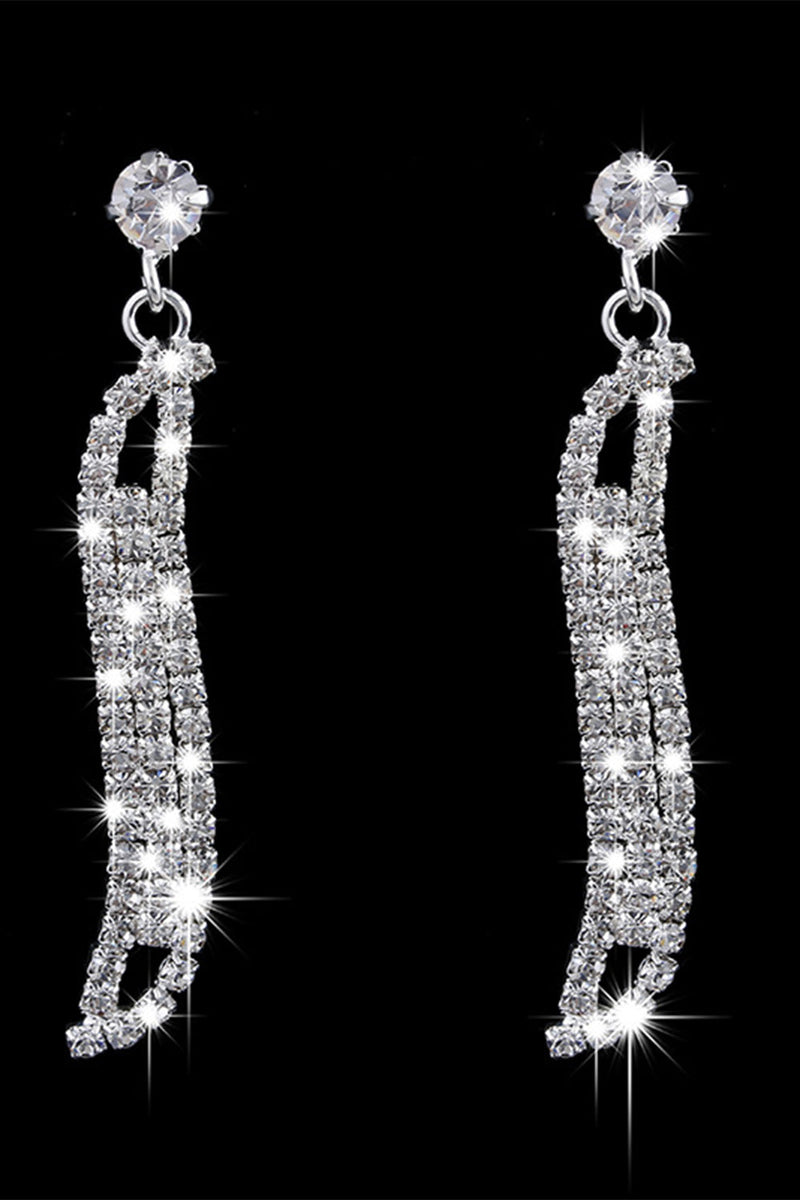 Carica l&#39;immagine nel visualizzatore di Gallery, Collana di cristallo d&#39;argento Orecchini Set di gioielli