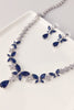 Carica l&#39;immagine nel visualizzatore di Gallery, Royal Blue Butterfly Crystal Drop Orecchini Collana Set di gioielli