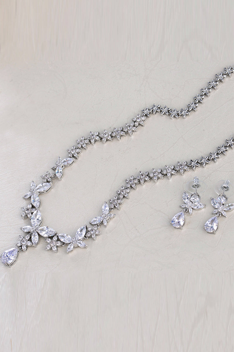 Carica l&#39;immagine nel visualizzatore di Gallery, Royal Blue Butterfly Crystal Drop Orecchini Collana Set di gioielli