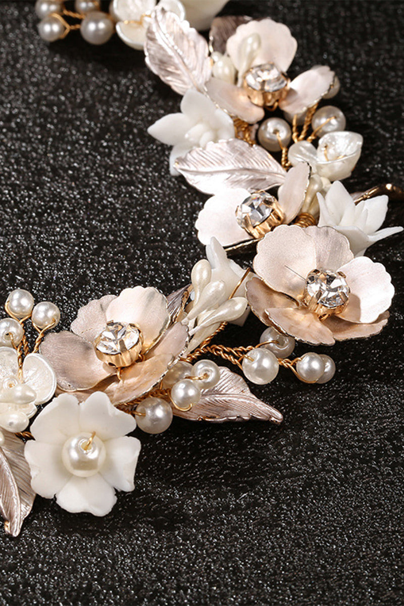 Carica l&#39;immagine nel visualizzatore di Gallery, Fascia da sposa a fiori d&#39;oro