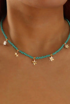 Collana blu in stile Boho con stelle