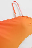 Costume da Bagno Arancione A Vita Alta Con Taglio