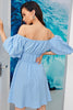 Carica l&#39;immagine nel visualizzatore di Gallery, Mini Vestito Laurea Blu Fuori Dalla Spalla