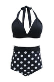 Nero Pois Halter Costumi da bagno