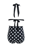 Nero Pois Halter Costumi da bagno