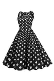 Abito Nero a Pois Vintage anni 1950