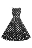 Abito Nero a Pois Vintage anni 1950