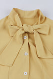 Vestito giallo Solid Swing 1950s con fiocco