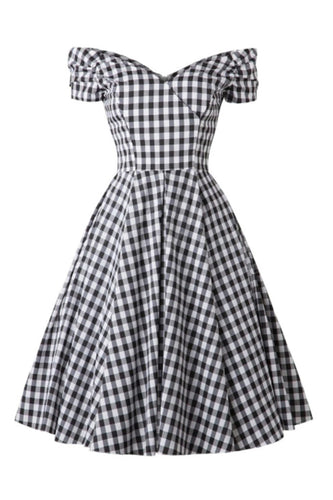 Vestito nero Gingham Vintage 1950