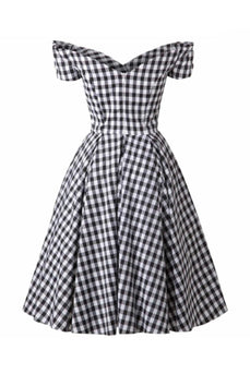 Vestito nero Gingham Vintage 1950