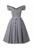 Vestito nero Gingham Vintage 1950