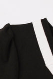 Scollo a V maniche corte nero 1950s abito con cintura