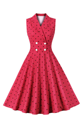 Red Polka Dots Swing 1950s Abito
