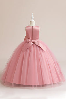 Blush Tulle A Line Girl Dress con Fiocco Beadig