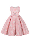 Carino gioiello collo rosa Jacquard Girl Dress