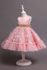 Carica l&#39;immagine nel visualizzatore di Gallery, A Line Jewel Neck Pink Girl Party Dress with Appliques