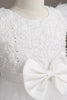 Carica l&#39;immagine nel visualizzatore di Gallery, Vestito da ragazza bianca con collo gioiello carino con fiocco