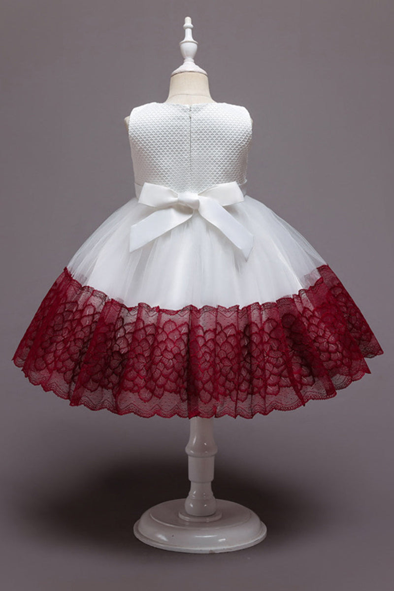 Carica l&#39;immagine nel visualizzatore di Gallery, Vestito da ragazza in tulle di tulle fiore senza maniche rosa con fiocco