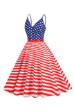 Stripes Sleeveless Swing 1950s Dress con stella