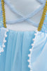Carica l&#39;immagine nel visualizzatore di Gallery, Abito da sera per bambina con paillettes blu con fiocco