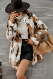 Cappotto da donna Midi di pelliccia sintetica stampato leopardo giallo