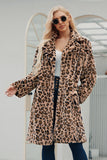 Pelliccia sintetica lunga da donna stampata leopardo marrone taccheggiato