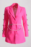 Blazer donna con lacuno rosa con rever a punta con perline