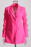 Blazer donna con lacuno rosa con rever a punta con perline