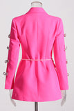 Blazer donna con lacuno rosa con rever a punta con perline