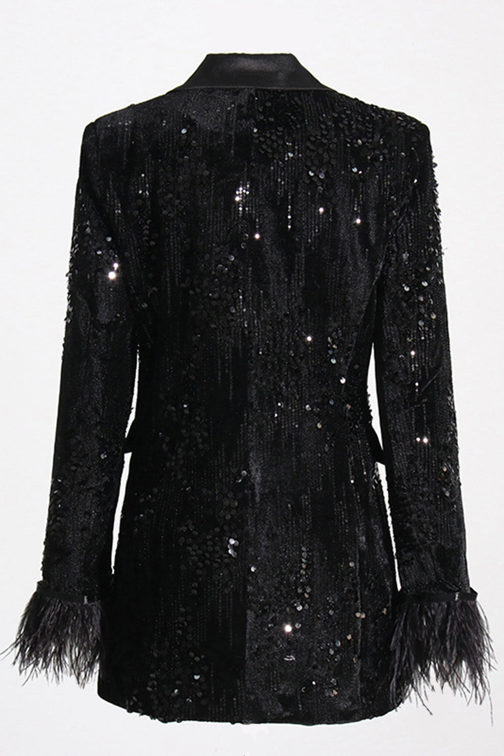 Zapaka Blazer da Donna con Paillettes Rever Peak Nero Scintillante