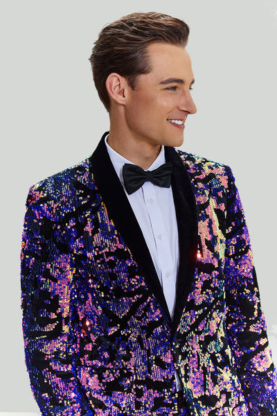 Giacca Uomo Con Paillettes - Blazer Elegante Due Bottoni Slim Fit Per Feste, Matrimoni, Carnevale, Spettacoli