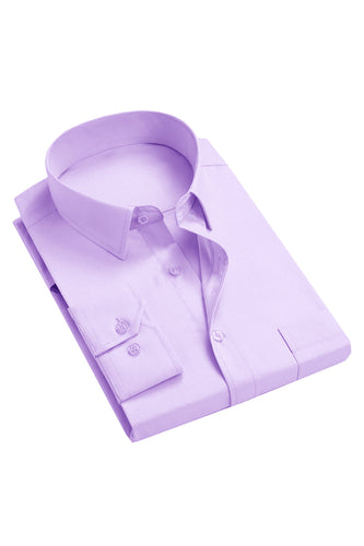 Camicia da uomo viola senza rughe a maniche lunghe solide