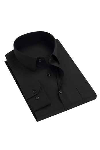 Camicia da uomo nera a maniche lunghe solide