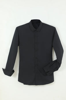 Camicia da uomo nera a maniche lunghe solide