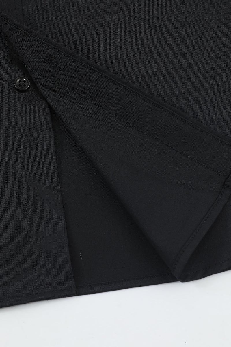 Carica l&#39;immagine nel visualizzatore di Gallery, Camicia da uomo nera a maniche lunghe solide
