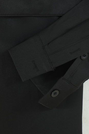 Nero Uomo Senza Rughe Solid Maniche Lunghe Dress Shirt