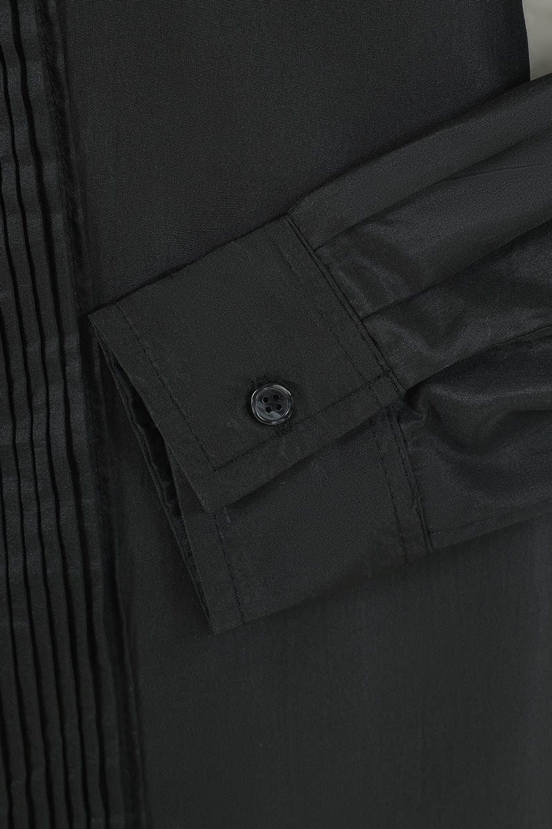 Carica l&#39;immagine nel visualizzatore di Gallery, Nero Uomo Patchwork Maniche Lunghe Suit Shirt