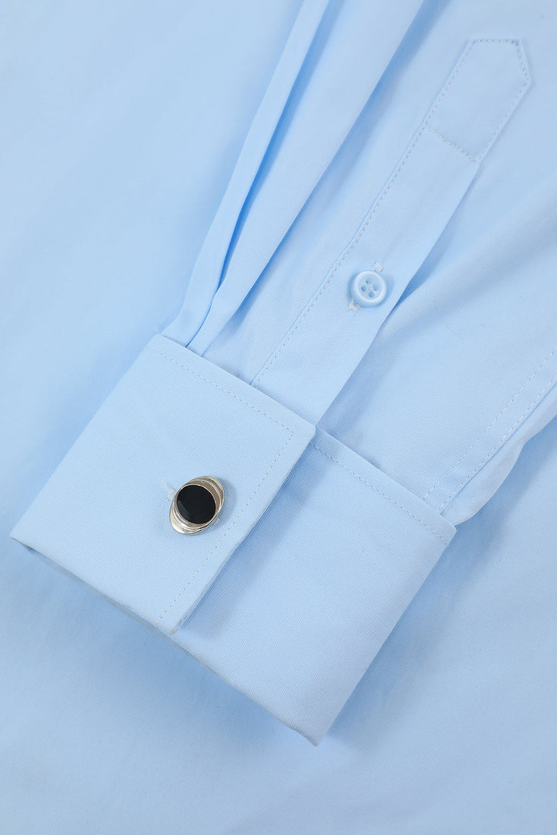 Carica l&#39;immagine nel visualizzatore di Gallery, Uomo Camicia a maniche lunghe tinta unita con colletto azzurro