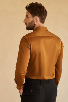 Camicia a maniche lunghe cammello abito tinta unita