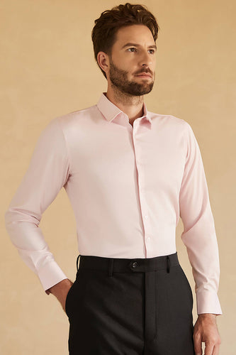 Camicia a maniche lunghe rosa a tinta unita