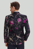 Nero Jacquard Satin Notched Rever Homecoming Blazer