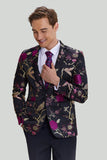 Nero Jacquard Satin Notched Rever Homecoming Blazer