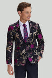 Nero Jacquard Satin Notched Rever Homecoming Blazer