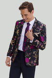 Nero Jacquard Satin Notched Rever Homecoming Blazer