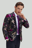 Nero Jacquard Satin Notched Rever Homecoming Blazer