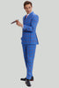 Carica l&#39;immagine nel visualizzatore di Gallery, Tute da smoking blu plaid da uomo a 3 pezzi